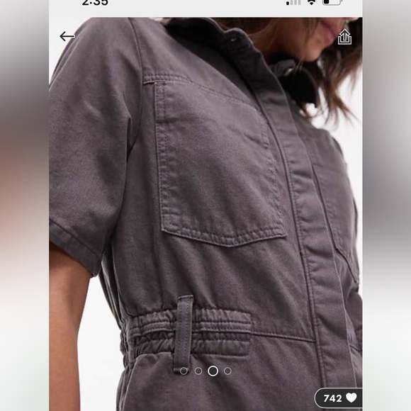 Topshop Charcoal Utility Jumpsuit - size 8 NWT - Picture 3 of 10